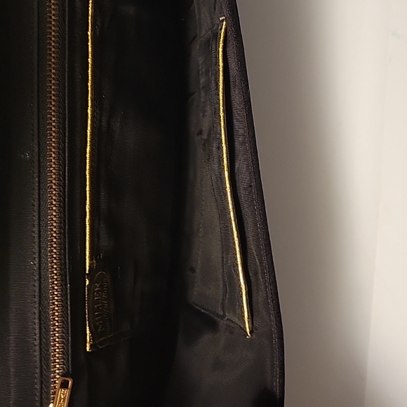 Vintage Miller Black Velvet Clutch with Faux? Leather and Lucite Handle - Picture 7 of 11